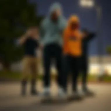 Group of skateboarders showcasing various styles of cargo pants