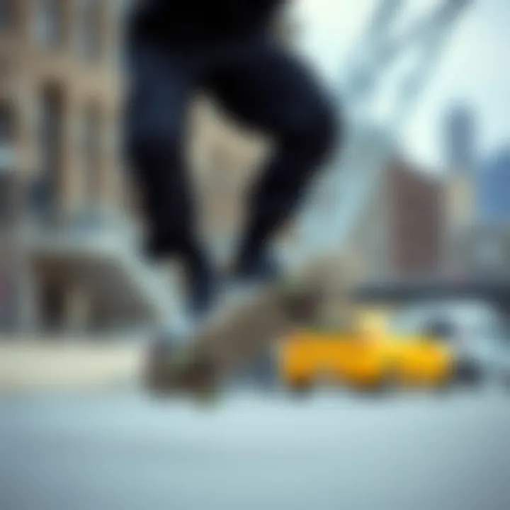 A skater performing a trick while wearing cargo pants