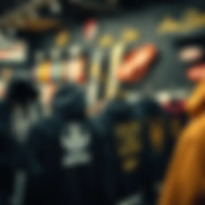 A vibrant display of popular hoodie brands in skate shops