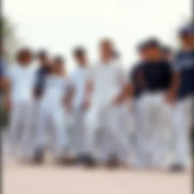 A group of skaters in a relaxed group shot wearing different styles of white baggy pants