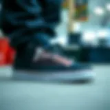 A close-up of Thrasher shoes showcasing their unique design and branding elements