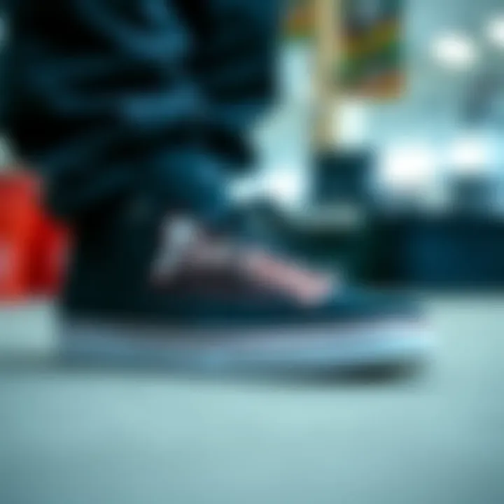 A close-up of Thrasher shoes showcasing their unique design and branding elements