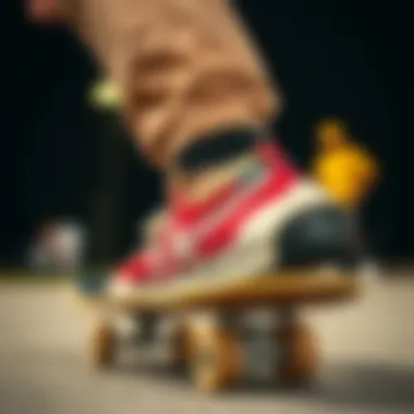 Foot Placement and Fit in Skate Shoes Skateboarder demonstrating foot placement and fit in size six skate shoes.