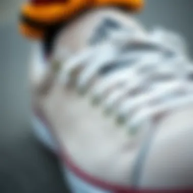 Design Features of Size Six Skate Shoes Close-up view of a size six skate shoe showcasing its design features.