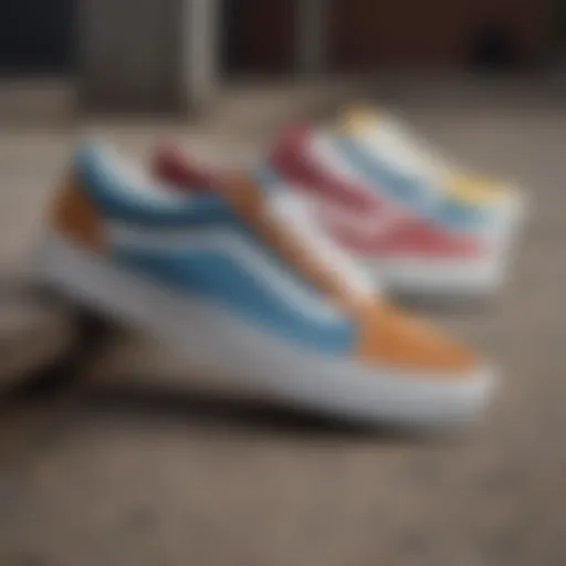 A collection of Vans Old Skool shoes in various colors and styles