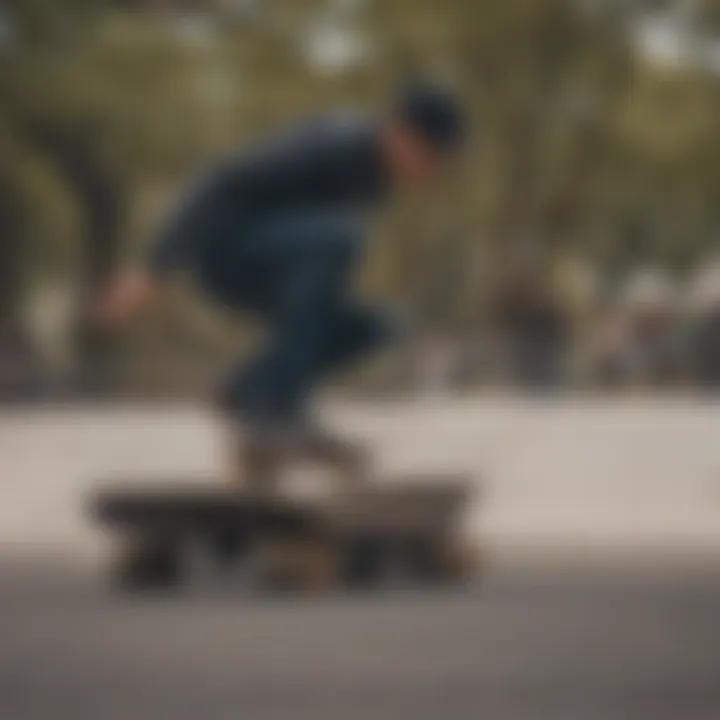 Skater performing tricks using Tucker Wheels demonstrating performance