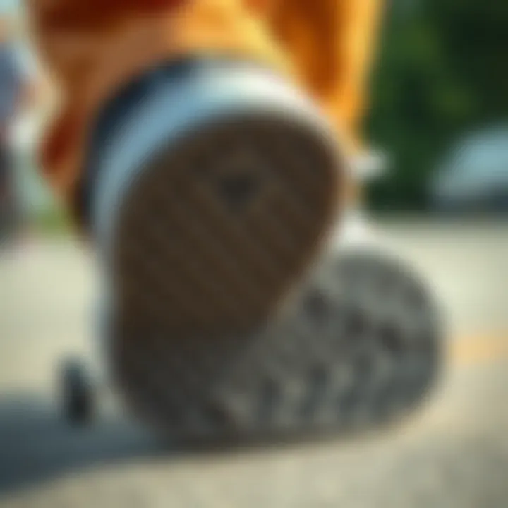 Close-up of the outsole of Vans Size 2 Youth shoes emphasizing grip and durability