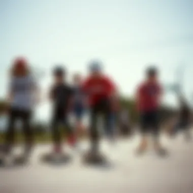 Group of young skaters wearing Vans Size 2 Youth shoes in action