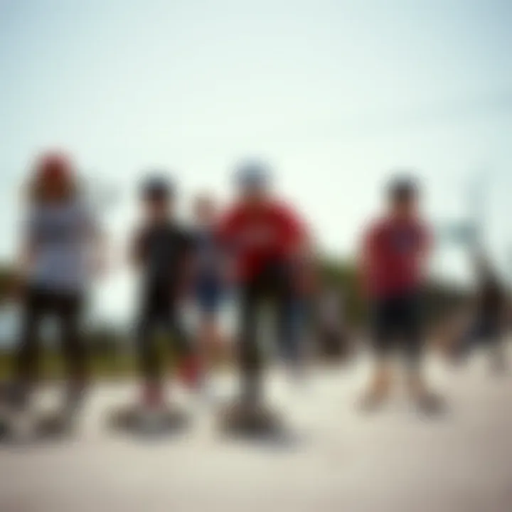 Group of young skaters wearing Vans Size 2 Youth shoes in action