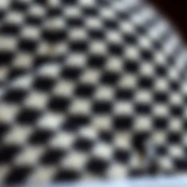 Detail of Checkered Design Close-up of the checkered pattern on a beanie