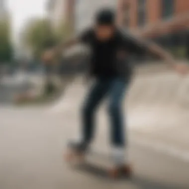 A skater wearing a Vans hip pack while performing tricks