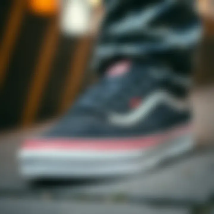 Detailing the Unique Design of Vans Low Pro Close-up of Vans Low Pro women's shoe showcasing unique design elements