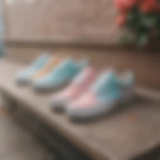 Vans pastel tie-dye shoes displayed creatively