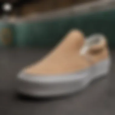 Close-up view of Vans platform slip-on shoes showcasing the unique design and materials.