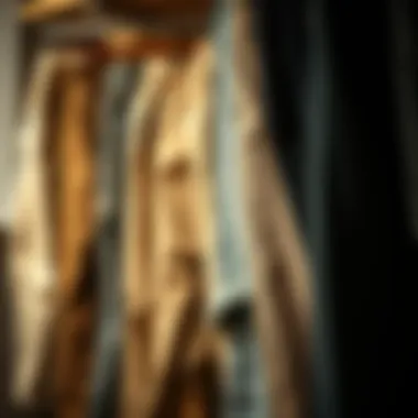 Collection of various vintage low rise jeans styles on display