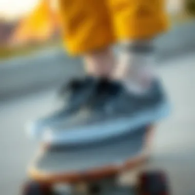Fashion Meets Functionality on a Skateboard A stylish pair of Vans on a skateboard