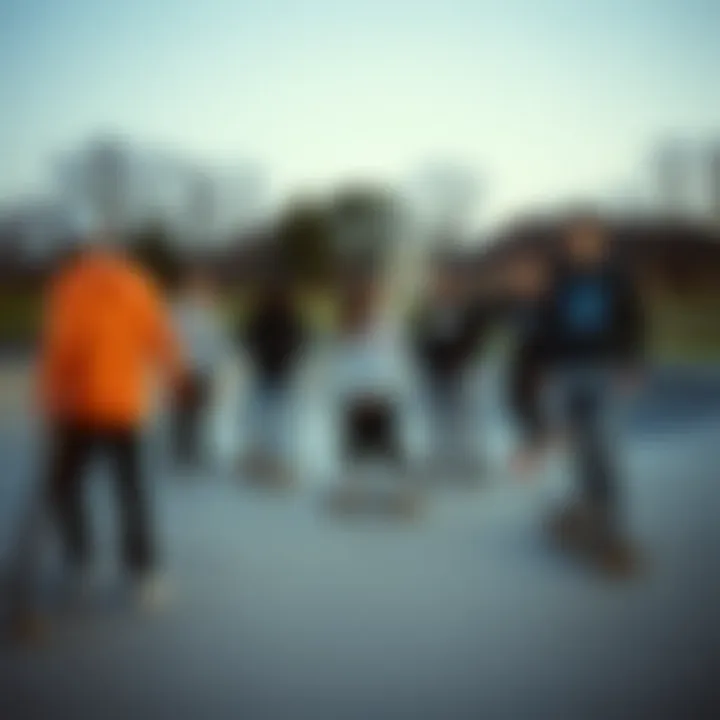 The Spirit of Unity in Skateboarding Group of skateboarders in a skate park