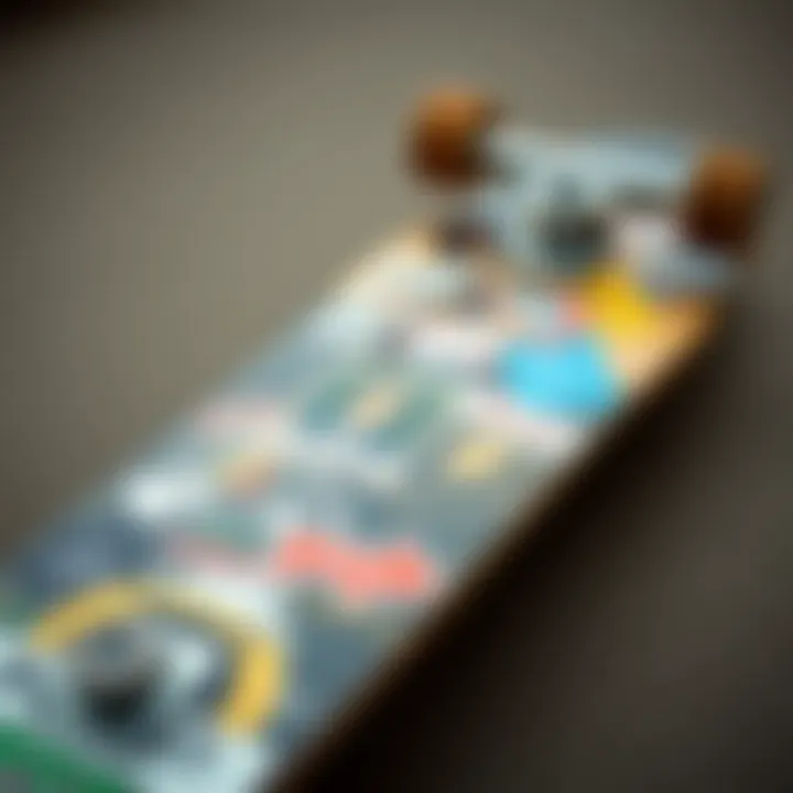 Customization as a Form of Self-Expression Close-up of a skateboard with creative designs and stickers
