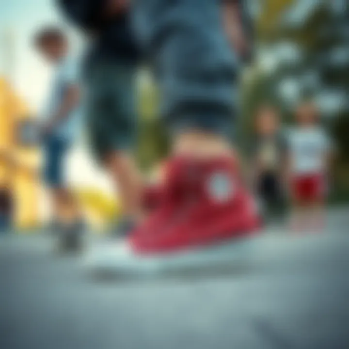 Group of young skaters wearing Converse junior shoes